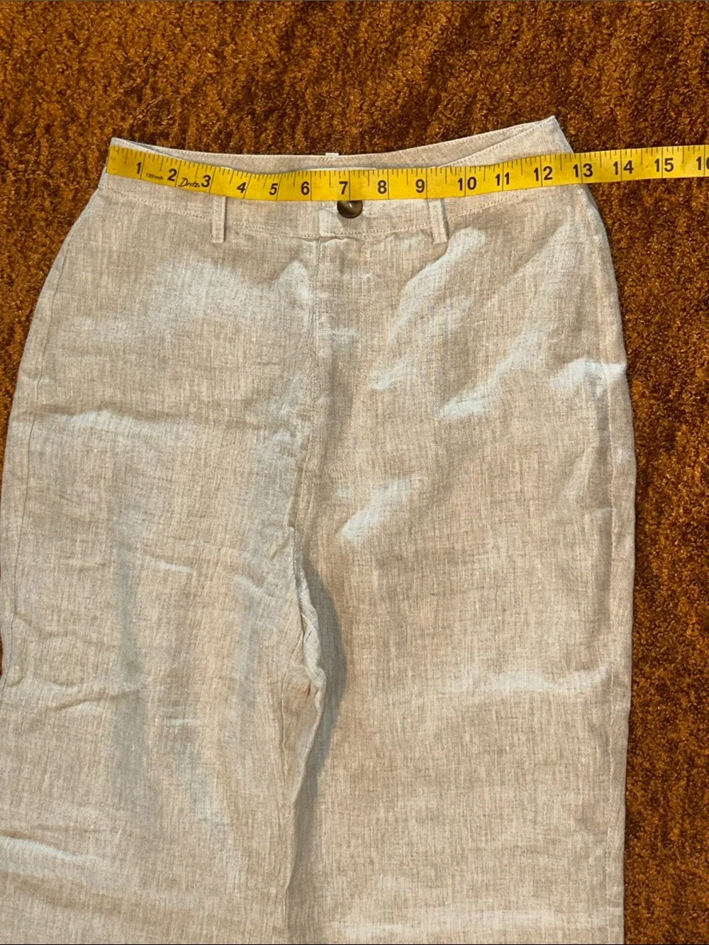 Reformation Natural Beige Wide-Leg Linen-Blend Trousers